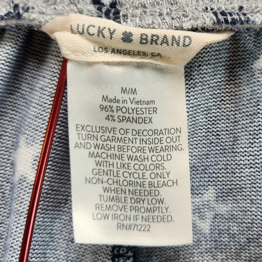 Lucky Brand Shorts Women's Medium Navy Blue Gray Star Print Stretch Drawstring